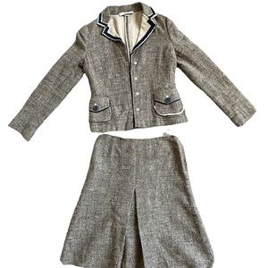 Vintage Prada tweed cotton/silk blazer skirt set